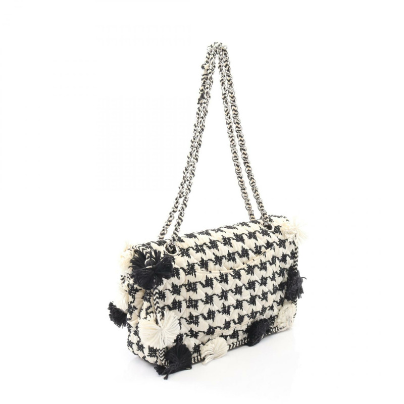 CHANEL Matelasse 雙翻蓋鏈條單肩包帆布面料流蘇 SHW 二手 CC-1