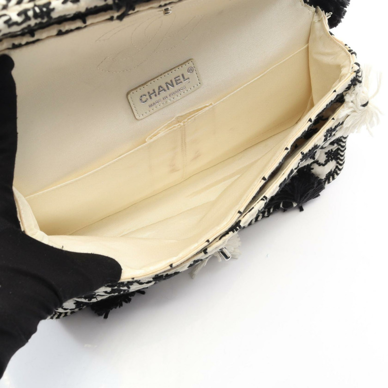CHANEL Matelasse 雙翻蓋鏈條單肩包帆布面料流蘇 SHW 二手 CC-2