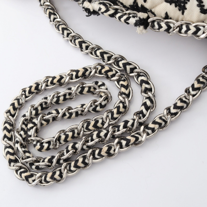 CHANEL Matelasse 雙翻蓋鏈條單肩包帆布面料流蘇 SHW 二手 CC-8