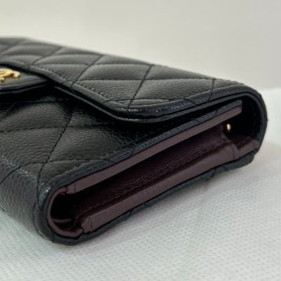 CHANEL黑荔枝金釦COCO三折中夾-4