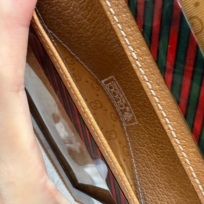 中古罕有Gucci 皮革相框 / 皮革收納套 棕色-8