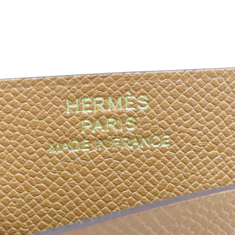 金棕色 Madame牛皮 Bearn 短夾 W刻 金扣【HERMES 愛馬仕】-6