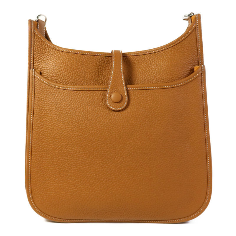 HERMES Clemence皮革Evelyne PM銀扣肩背袋Gold-1