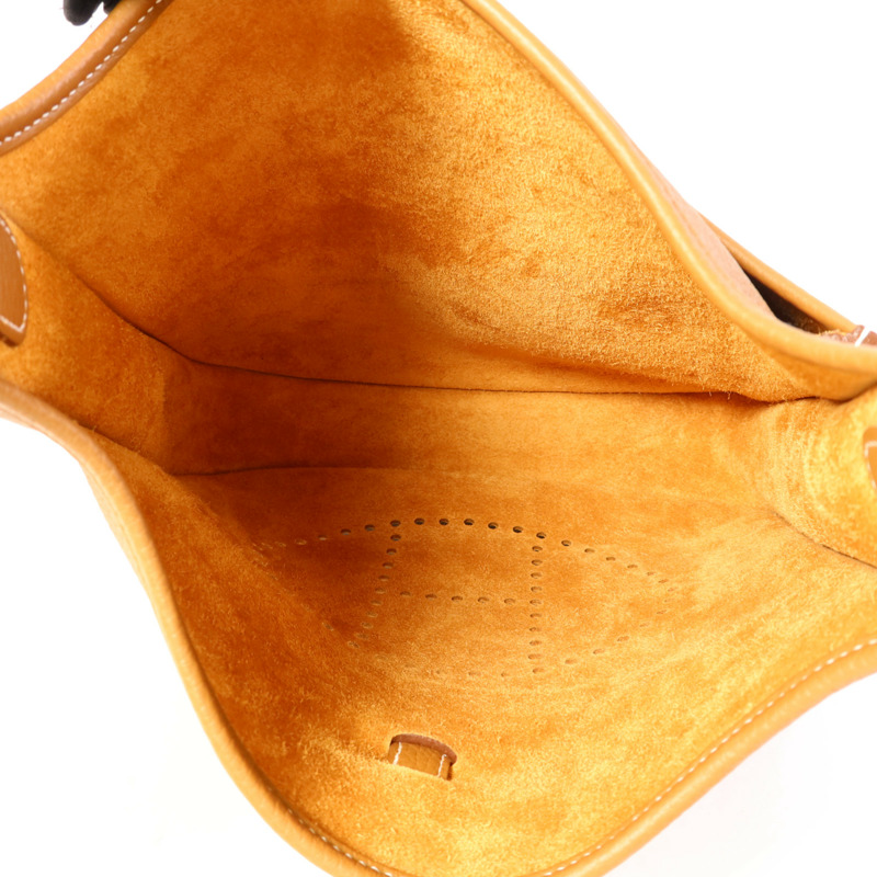HERMES Clemence皮革Evelyne PM銀扣肩背袋Gold-5