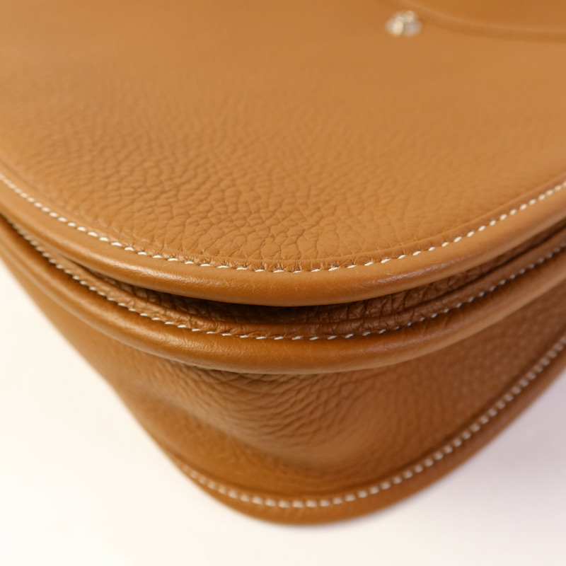 HERMES Clemence皮革Evelyne PM銀扣肩背袋Gold-12