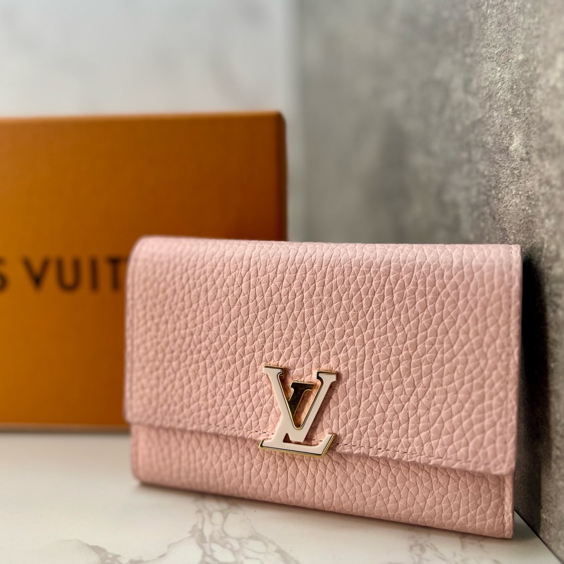 💗香緹國際精品💗 LV 粉色牛皮中夾-0