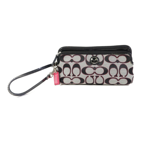 COACH 帆布Pouch wallet銀扣長錢包