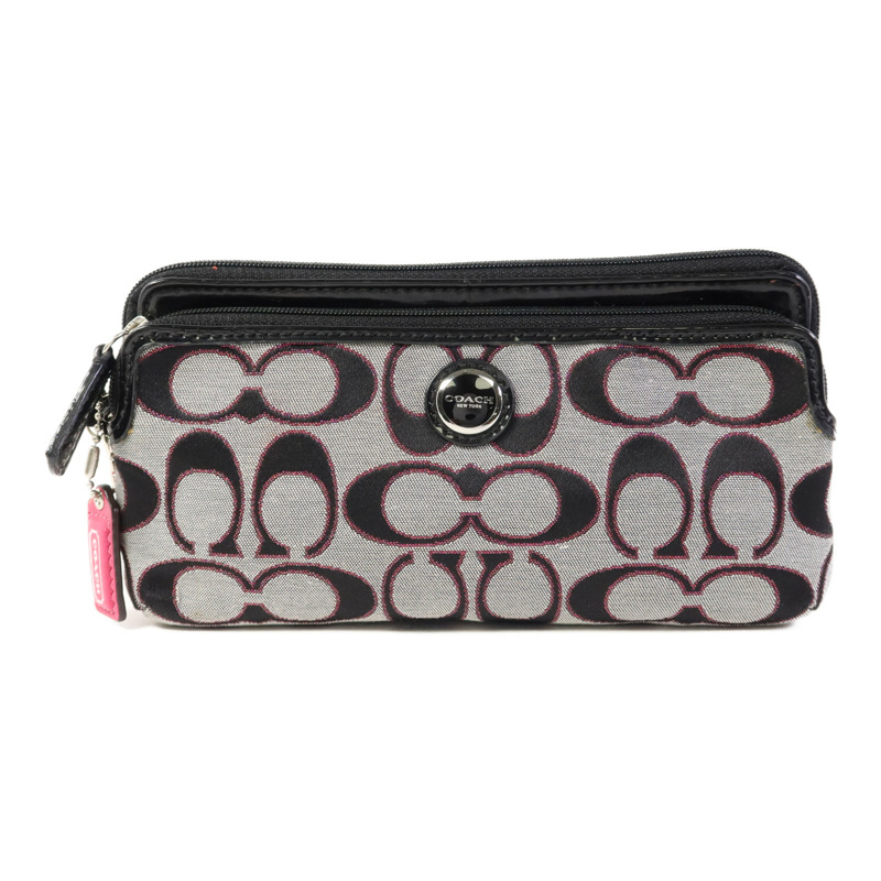 COACH 帆布Pouch wallet銀扣長錢包-1