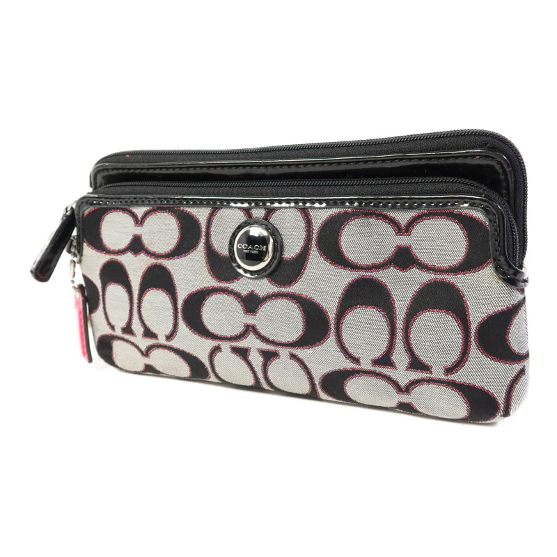 COACH 帆布Pouch wallet銀扣長錢包-2