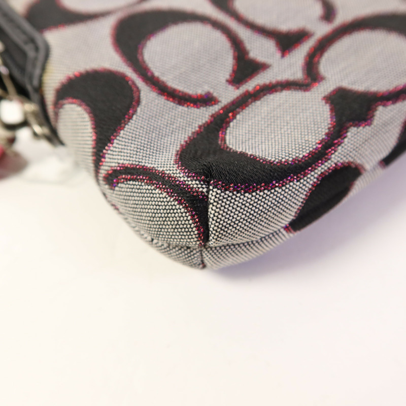 COACH 帆布Pouch wallet銀扣長錢包-14