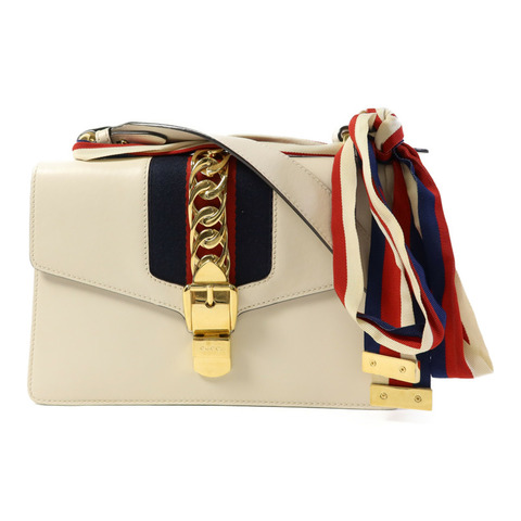 GUCCI 牛皮皮革Sylvie金扣肩背袋