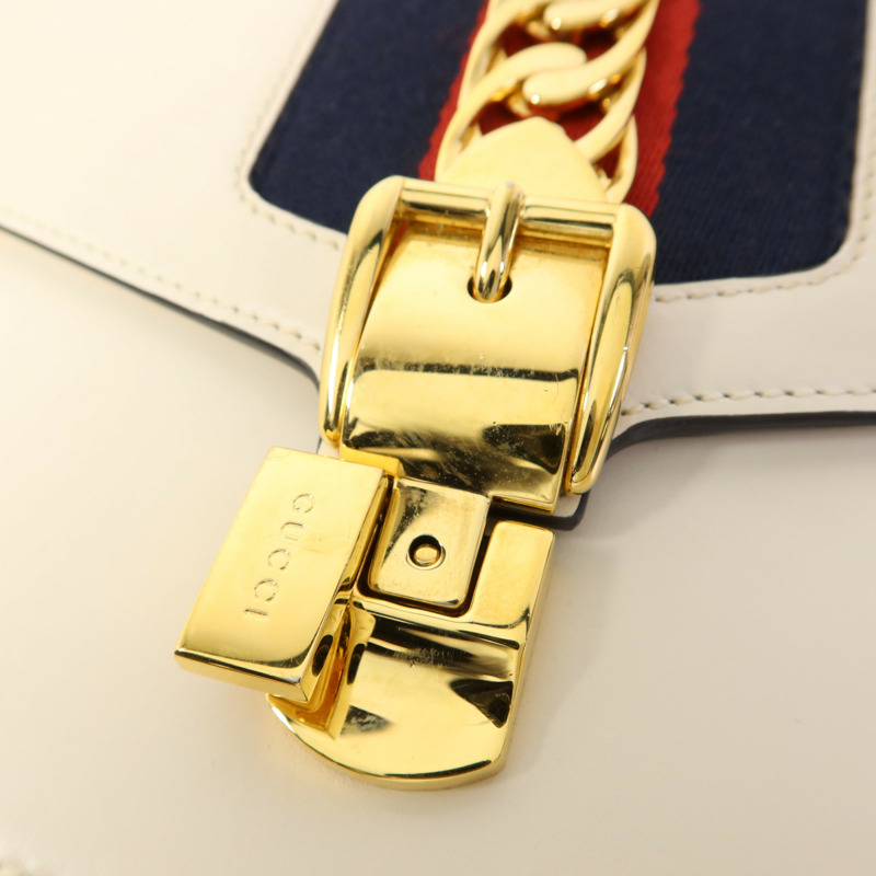 GUCCI 牛皮皮革Sylvie金扣肩背袋-7