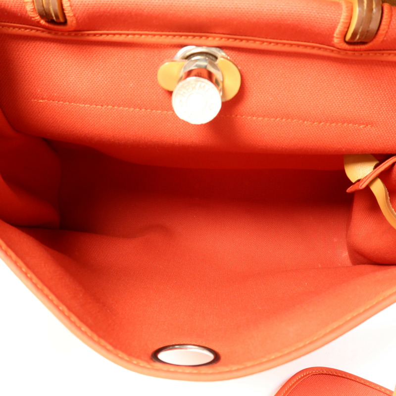 HERMES 帆布Herbag PM銀扣手挽肩背兩用袋-5