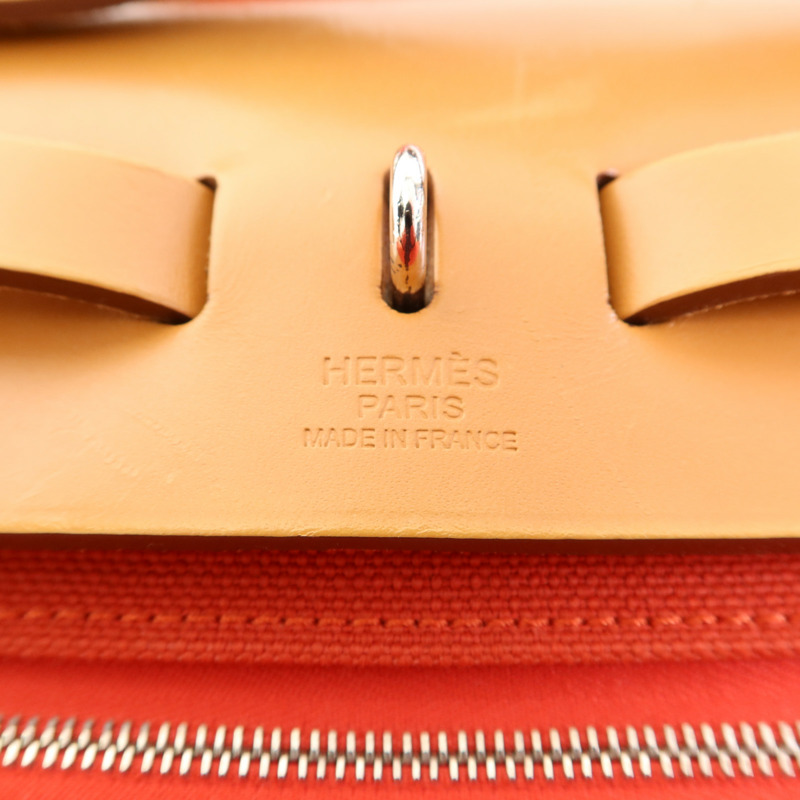HERMES 帆布Herbag PM銀扣手挽肩背兩用袋-6