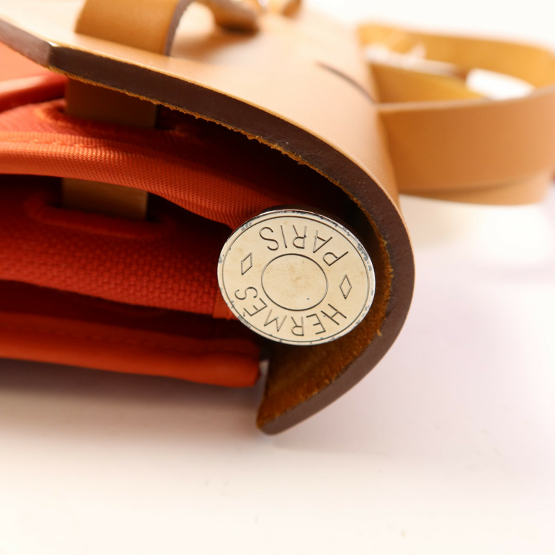 HERMES 帆布Herbag PM銀扣手挽肩背兩用袋-8