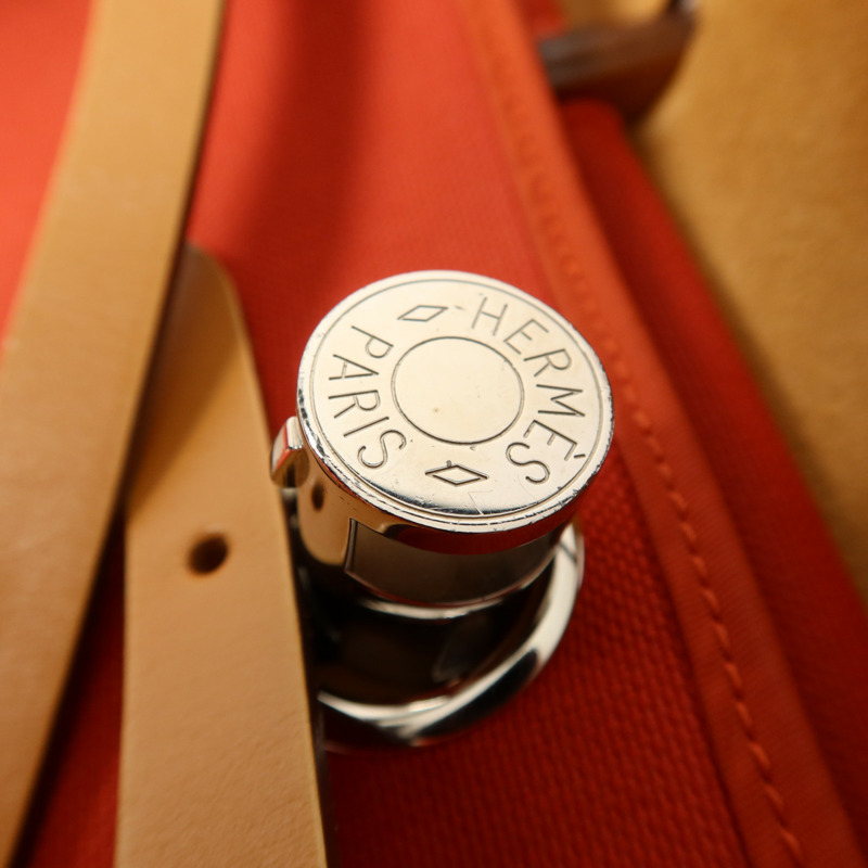 HERMES 帆布Herbag PM銀扣手挽肩背兩用袋-10