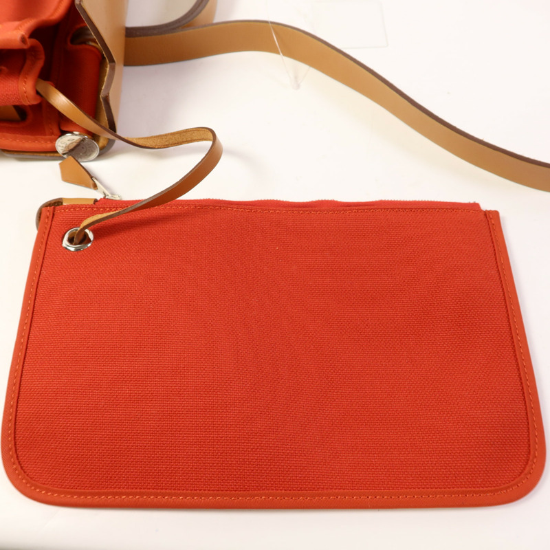 HERMES 帆布Herbag PM銀扣手挽肩背兩用袋-11