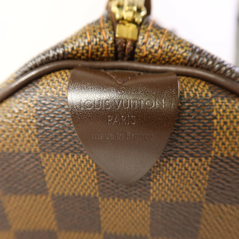 LOUIS VUITTON Damier Speedy 30金扣手挽袋-6