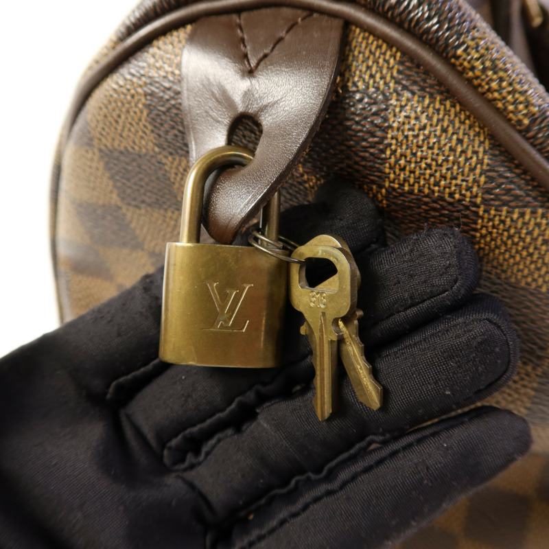 LOUIS VUITTON Damier Speedy 30金扣手挽袋-9