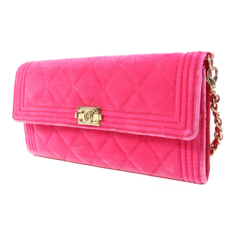 CHANEL 天鵝絨Boy WOC Wallet On Chain銀扣肩背袋-2