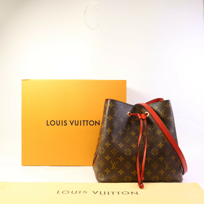 LOUIS VUITTON Monogram Neo Noe Bucket Bag金扣肩背袋Coquelicot-15