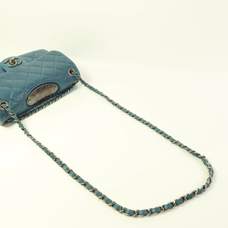 CHANEL 牛皮皮革Chain Shoulder銀扣鏈帶肩背袋-4