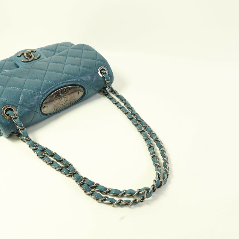 CHANEL 牛皮皮革Chain Shoulder銀扣鏈帶肩背袋-5