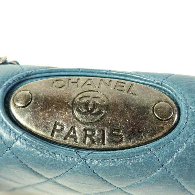 CHANEL 牛皮皮革Chain Shoulder銀扣鏈帶肩背袋-13