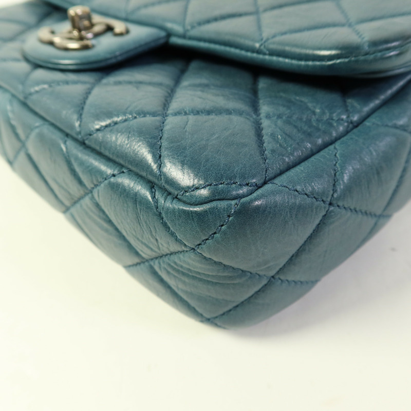 CHANEL 牛皮皮革Chain Shoulder銀扣鏈帶肩背袋-14