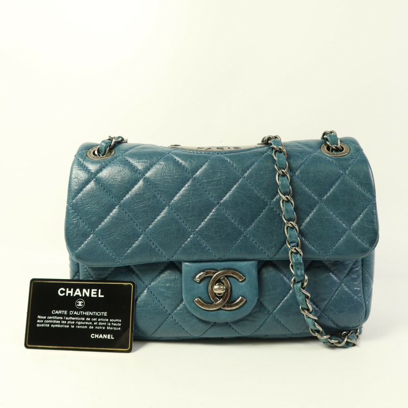 CHANEL 牛皮皮革Chain Shoulder銀扣鏈帶肩背袋-20