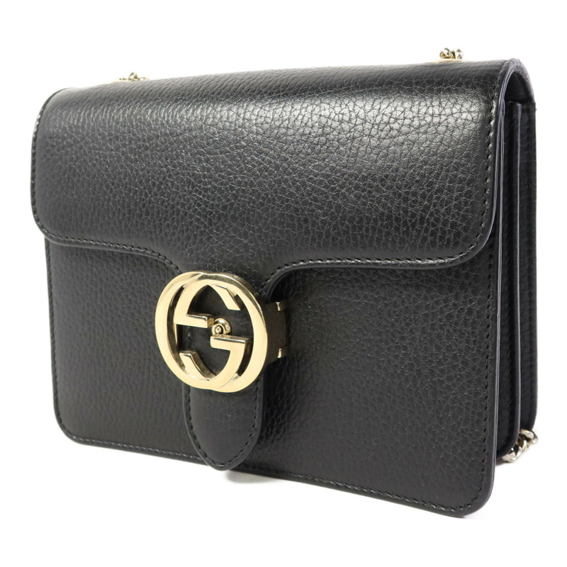 GUCCI 牛皮皮革Interlock金扣肩背袋-2