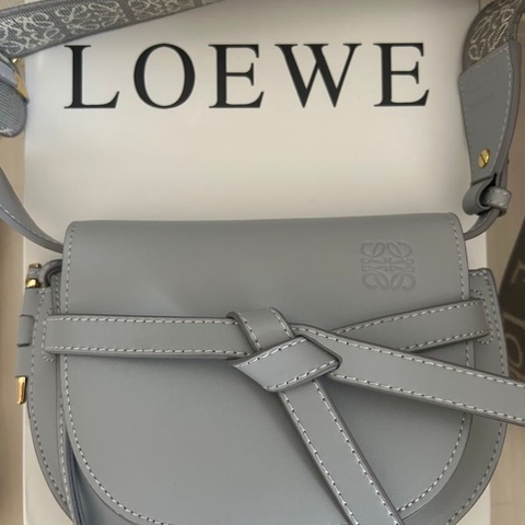 極新真品LOEWE Gate Dual Bag Mini 羅意威馬鞍斜挎包 灰色