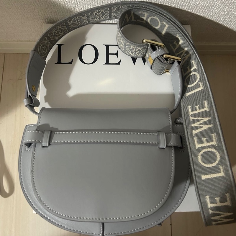 極新真品LOEWE Gate Dual Bag Mini 羅意威馬鞍斜挎包 灰色-4