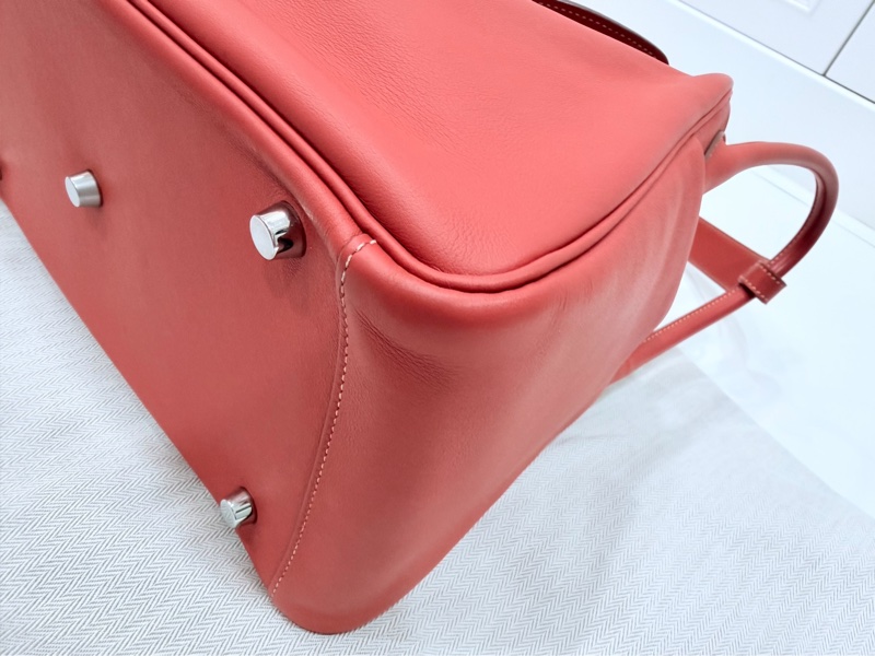 Hermes 愛馬仕 Lindy 30 銀釦 9M 三文魚 鮭魚紅色 手提包 肩背包 側背包 斜背包-16