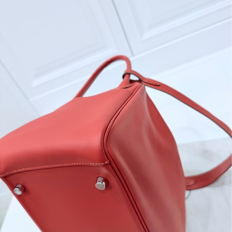 Hermes 愛馬仕 Lindy 30 銀釦 9M 三文魚 鮭魚紅色 手提包 肩背包 側背包 斜背包-17