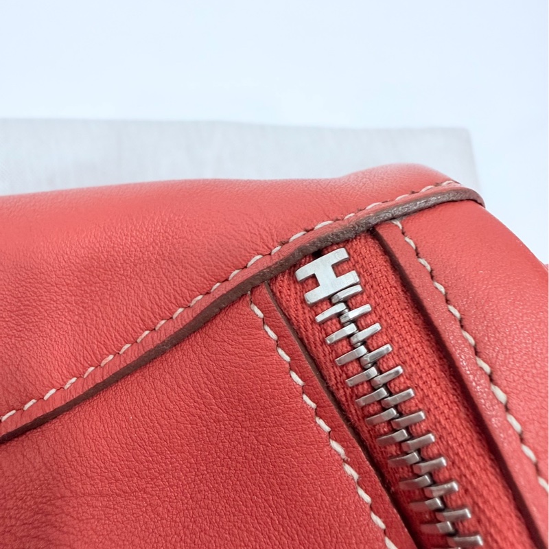 Hermes 愛馬仕 Lindy 30 銀釦 9M 三文魚 鮭魚紅色 手提包 肩背包 側背包 斜背包-21