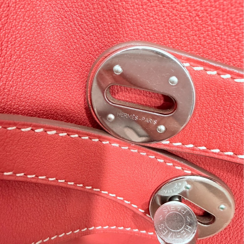 Hermes 愛馬仕 Lindy 30 銀釦 9M 三文魚 鮭魚紅色 手提包 肩背包 側背包 斜背包-24