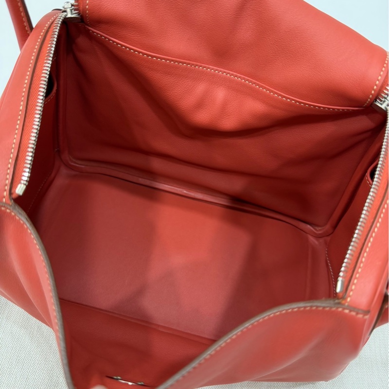 Hermes 愛馬仕 Lindy 30 銀釦 9M 三文魚 鮭魚紅色 手提包 肩背包 側背包 斜背包-28
