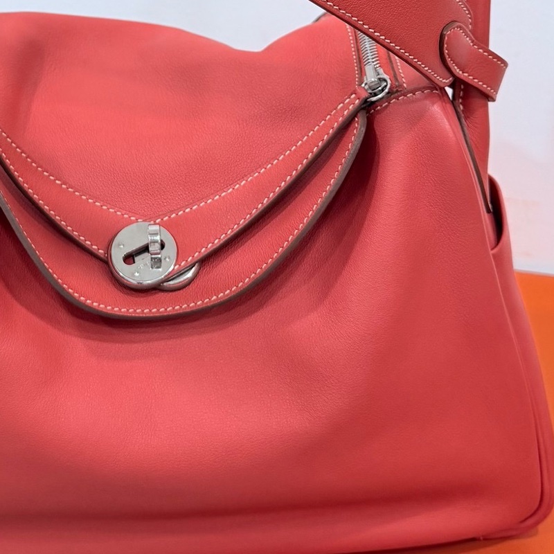 Hermes 愛馬仕 Lindy 30 銀釦 9M 三文魚 鮭魚紅色 手提包 肩背包 側背包 斜背包-34