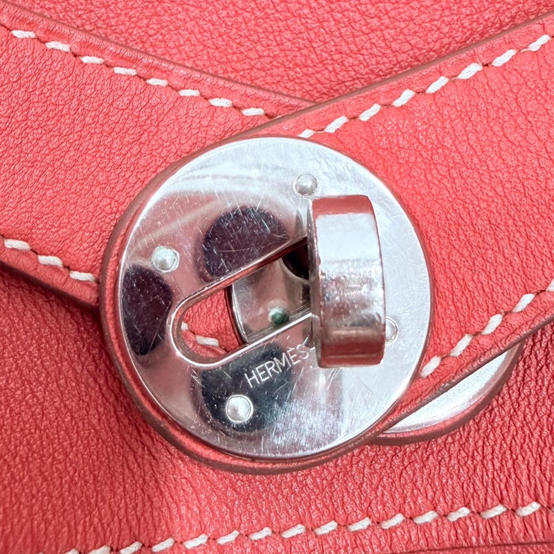 Hermes 愛馬仕 Lindy 30 銀釦 9M 三文魚 鮭魚紅色 手提包 肩背包 側背包 斜背包-38
