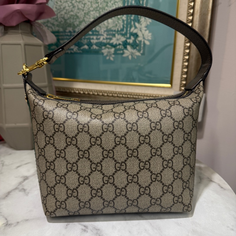 Gucci PVC拚咖牛皮Ophidia金釦MiniHobo肩背包-2