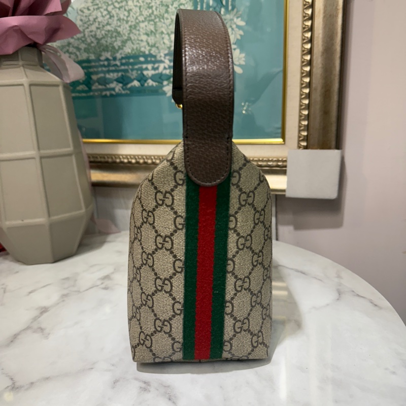 Gucci PVC拚咖牛皮Ophidia金釦MiniHobo肩背包-3