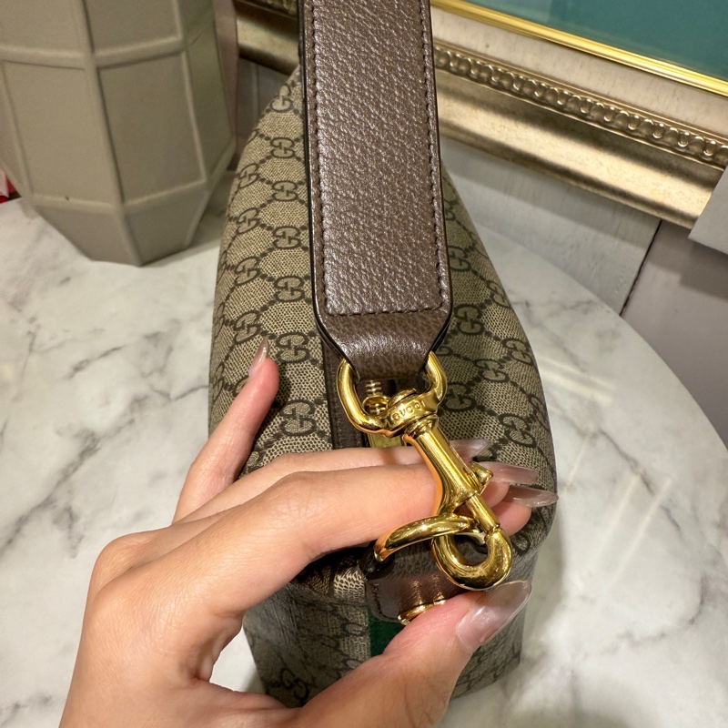 Gucci PVC拚咖牛皮Ophidia金釦MiniHobo肩背包-4