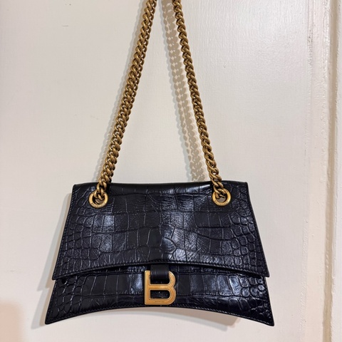 Balenciaga Crush small leather bag 軟皮鱷魚紋鏈條包