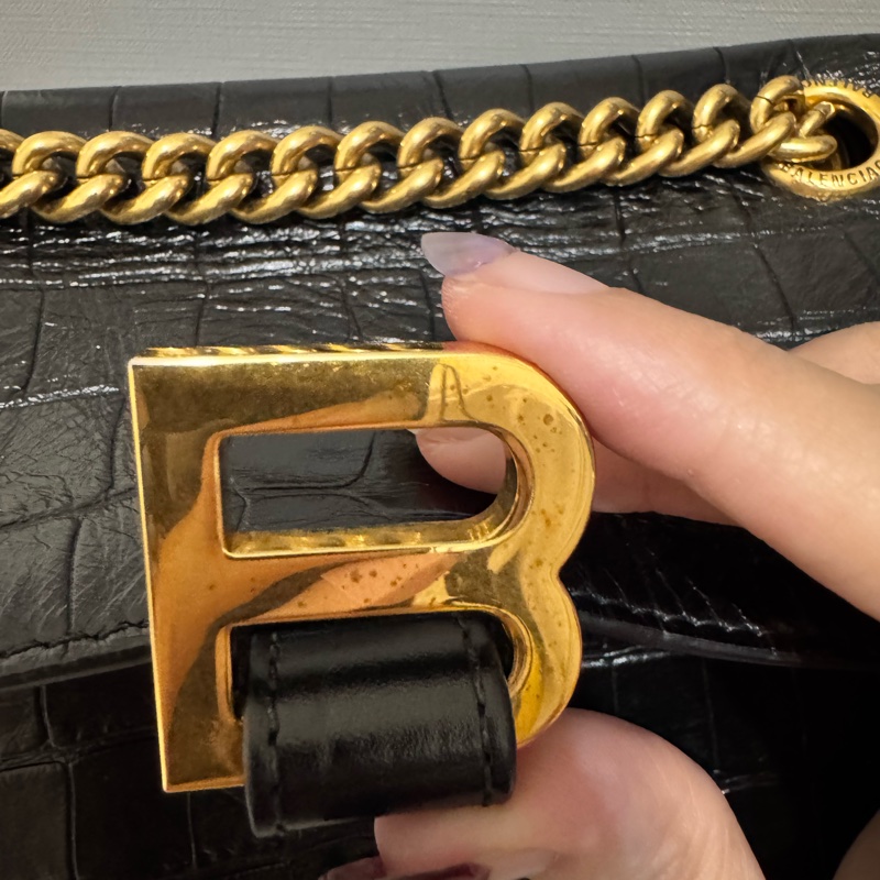 Balenciaga Crush small leather bag 軟皮鱷魚紋鏈條包-8