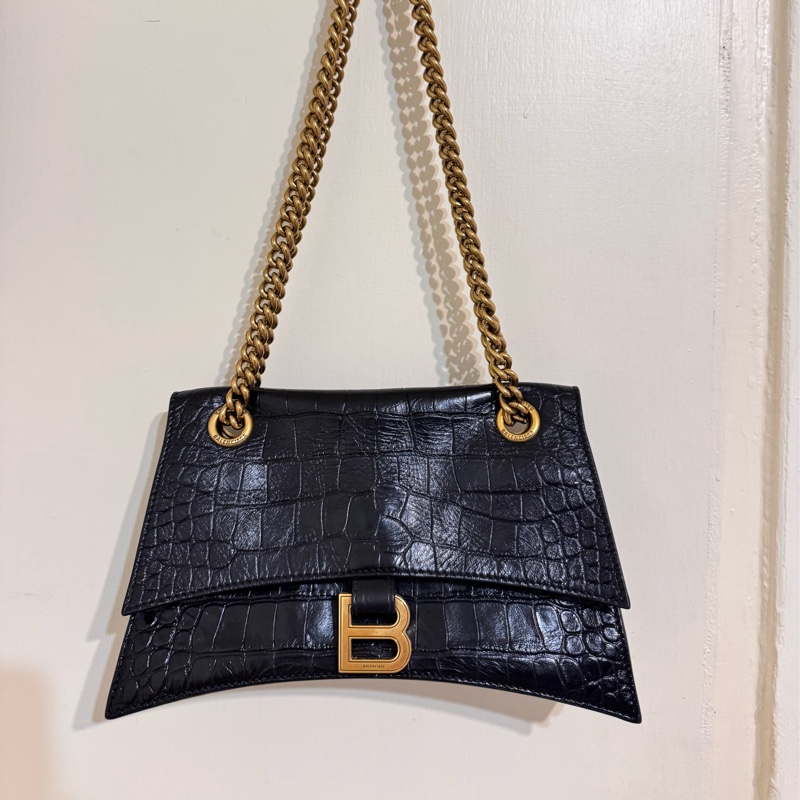 Balenciaga Crush small leather bag 軟皮鱷魚紋鏈條包-18