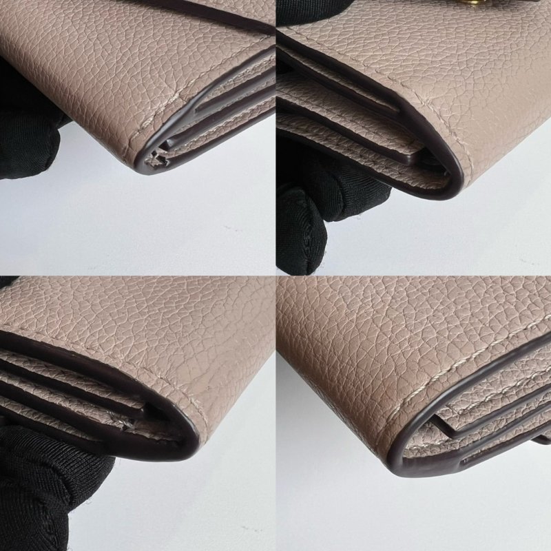 LV M69340/晶片款 杏色Lockme信封迷你三折短夾-8