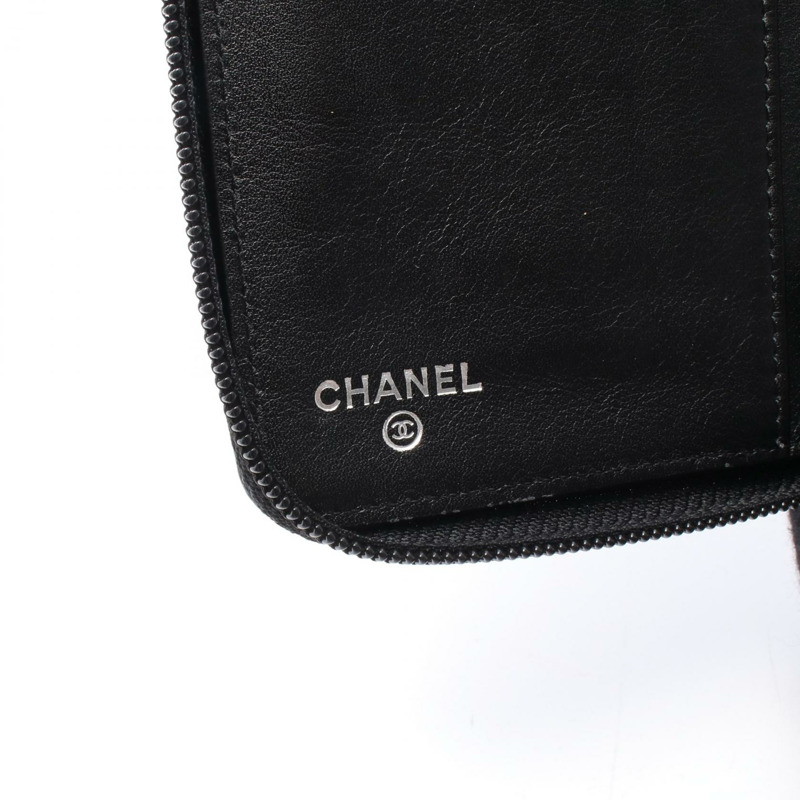 CHANEL COCO Mark Organizer Around 長款皮夾 小牛皮 黑色 二手 女士-3