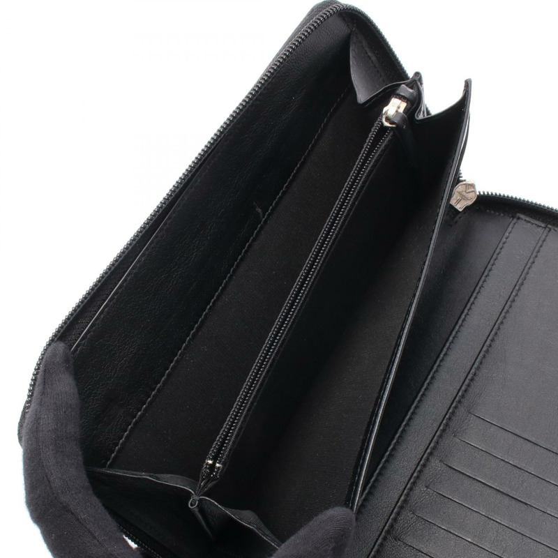 CHANEL COCO Mark Organizer Around 長款皮夾 小牛皮 黑色 二手 女士-4