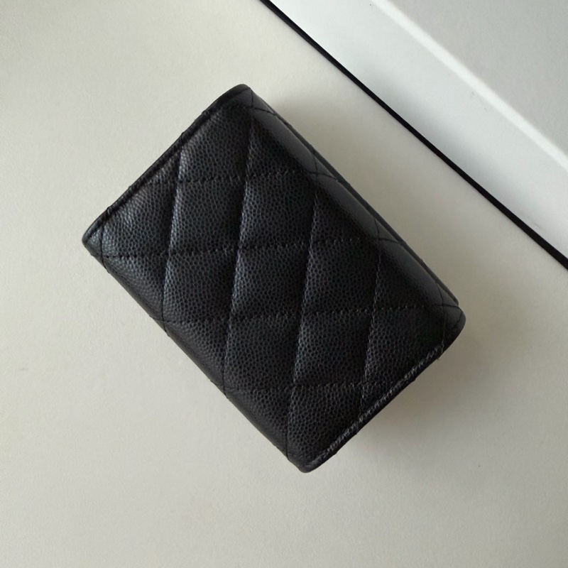 Chanel mini 三折短夾 經典短夾 荔枝皮金釦 芯片款-2
